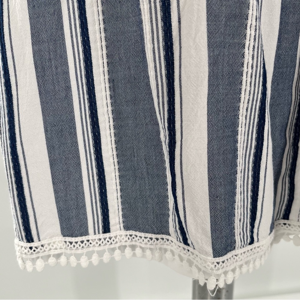 Luxology Dress Striped Off the Shoulder Short Sleeves Ruffle Coastal Nau… - Picture 10 of 13